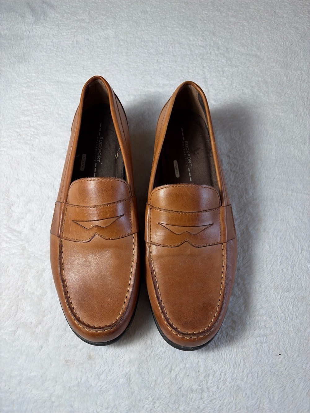 Rockport Mens Tan Leather Penny Loafers Walkability 11.5 M Business Casual